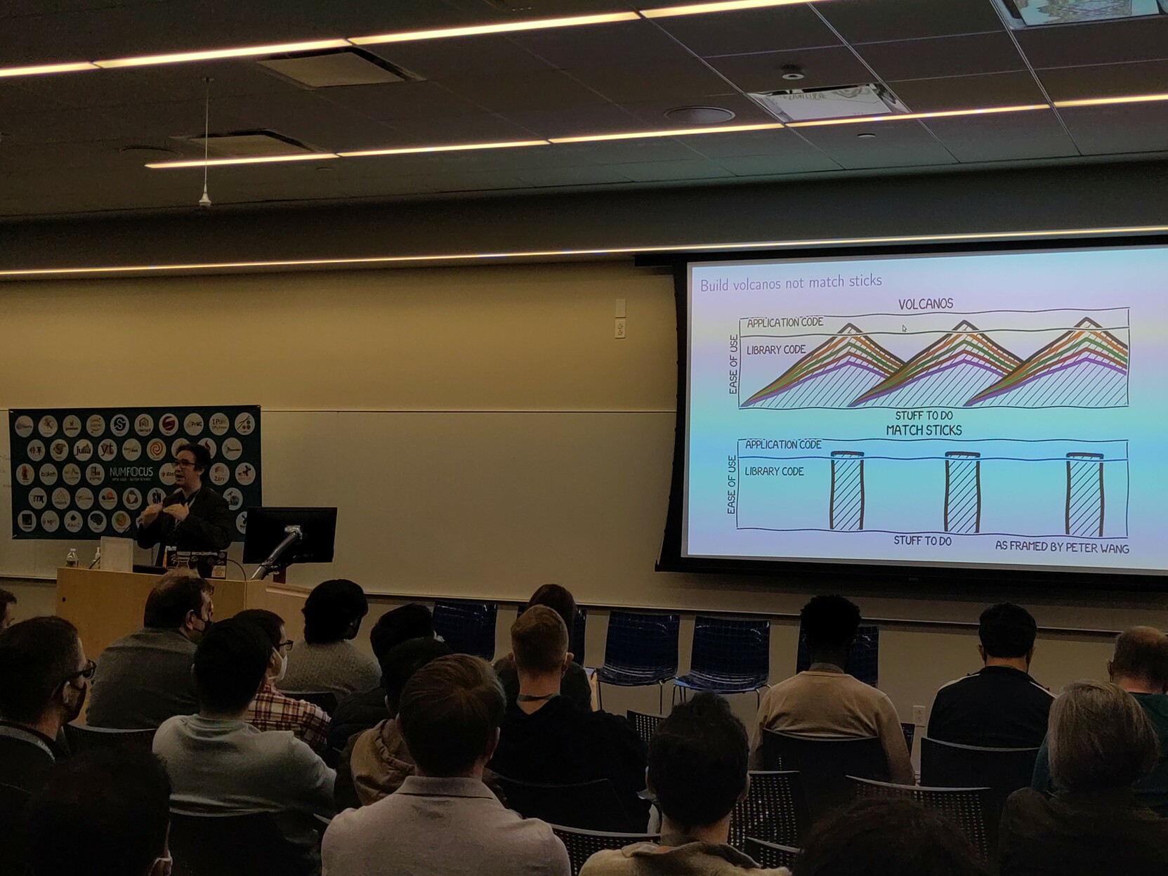 Photo of Thomas Caswell delivering a keynote at PyData NYC