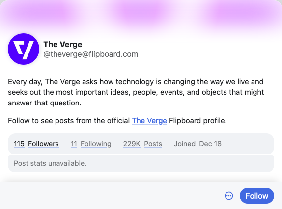 Screenshot of @theverge@flipboard.com